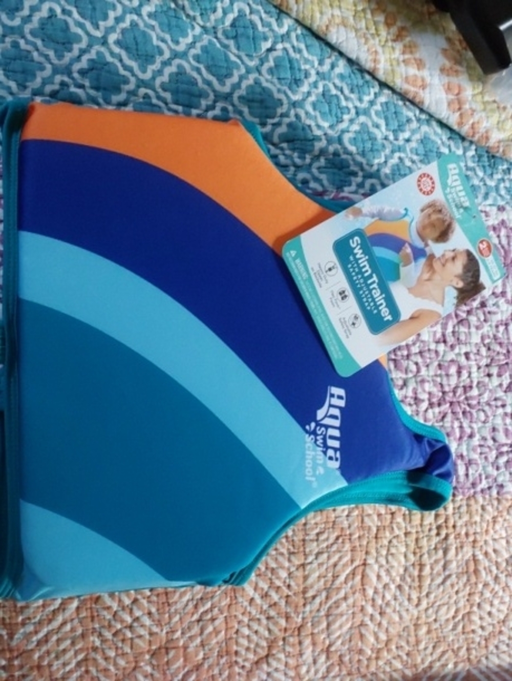 Aqua Kids Swim Trainer Vest in Teal, Navy and Orange